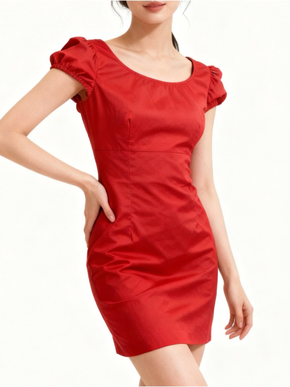 Red Puff Sleeve Dress